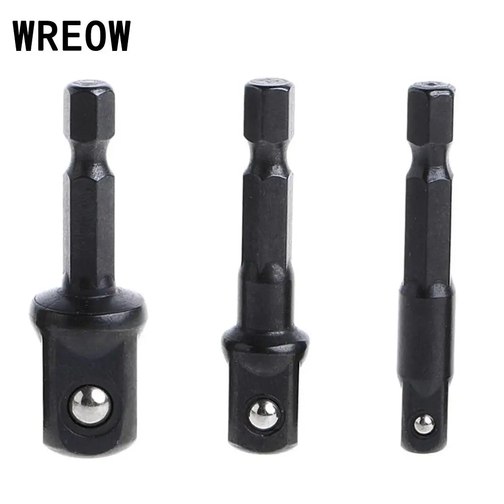 

New Hot 3pc 1/4 3/8 1/2 Inch Chrome Vanadium Steel CR-V Hex Shank Socket Adapter to Impact Driver Drill Bit Dropshipping
