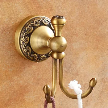 

Vintage creative Brass coat hook single double head European retro wall hanging towel hook door pendant Bathroom Accessory