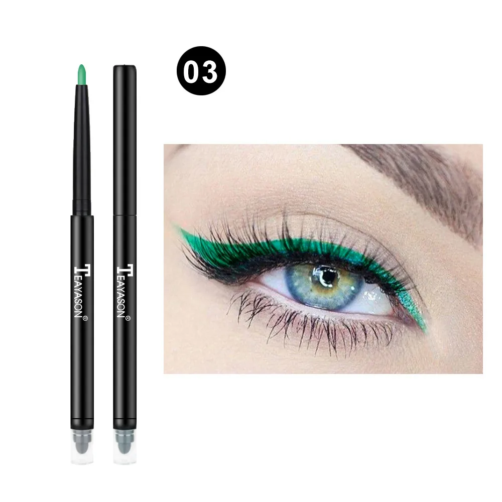 

12 Colors Cosmetic Glitter Eye Eyeliner Pencil Pen Makeup 0.6x13.5cm Soft texture Not blooming Double color eyeliner