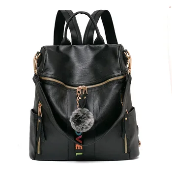 

New PU Leather Women Backpack Fashion School Bag Backpacks For Teenager Girl Large Capacity Multifunction Shoulder Bag Mochila