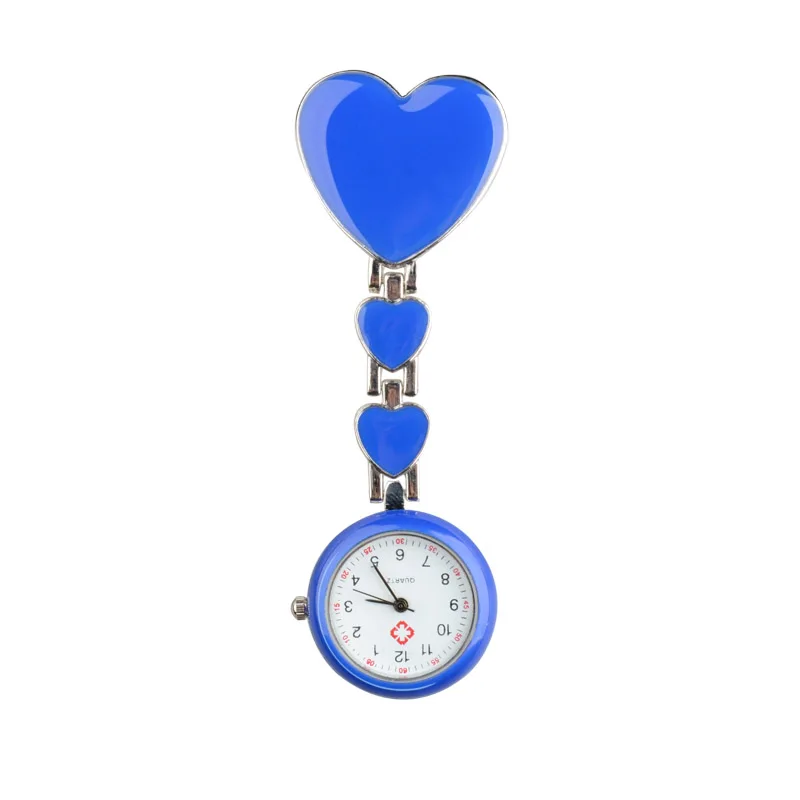 Shellhard Women Chic Heart Shape Cute Watch 7 Colors Pendant Clip-On Brooch Fob Pocket Analog Alloy Quartz Nurse Watches