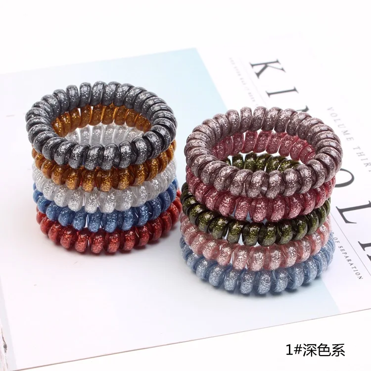 DK colors Hair Ties Блестящая металлическая панк резинка для волос резинки эластичные веревочные обручи для волос конский хвост держатели девушки женские волосы аксессуары - Цвет: DK colors Hair Ties