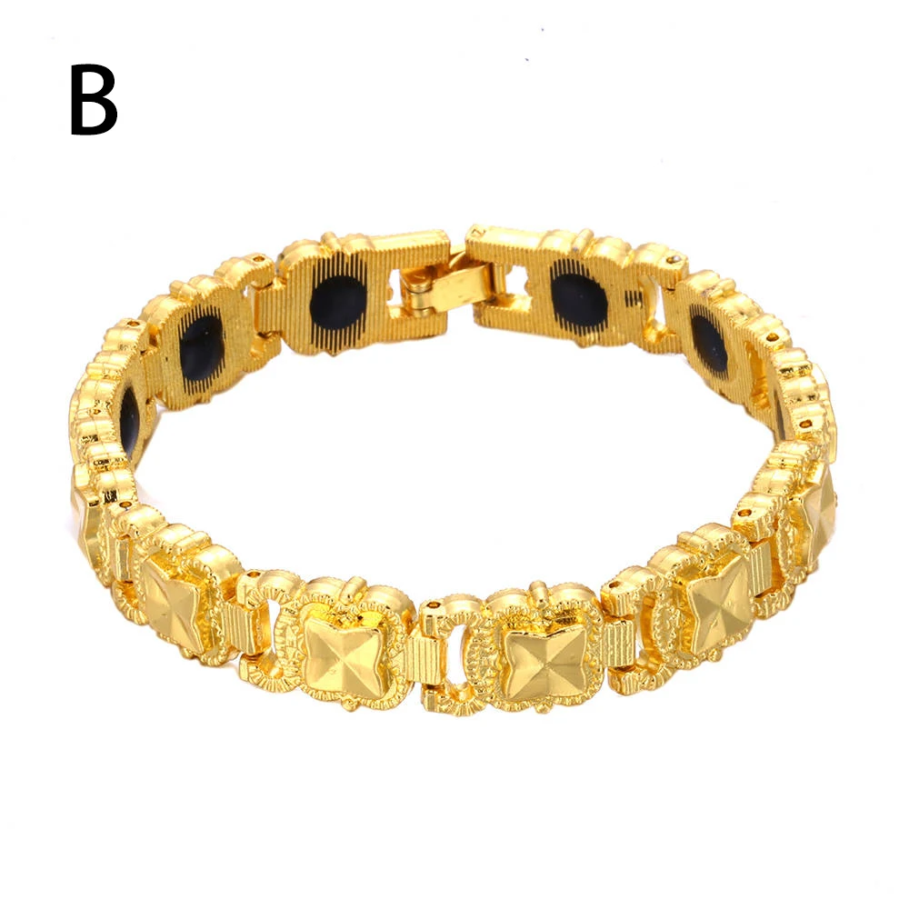 Роскошный Здоровый Магнитный браслет для женщин и мужчин, золотые терапевтические магнитики, браслеты из нержавеющей стали, мужские Т-браслеты - Окраска металла: gold-B