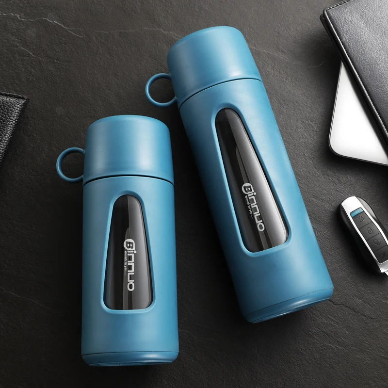 Glass Water Bottles Portable Outdoor Space Bottle Sports Water Bottle Leak-proof Bike Climbing 380ML 520ML