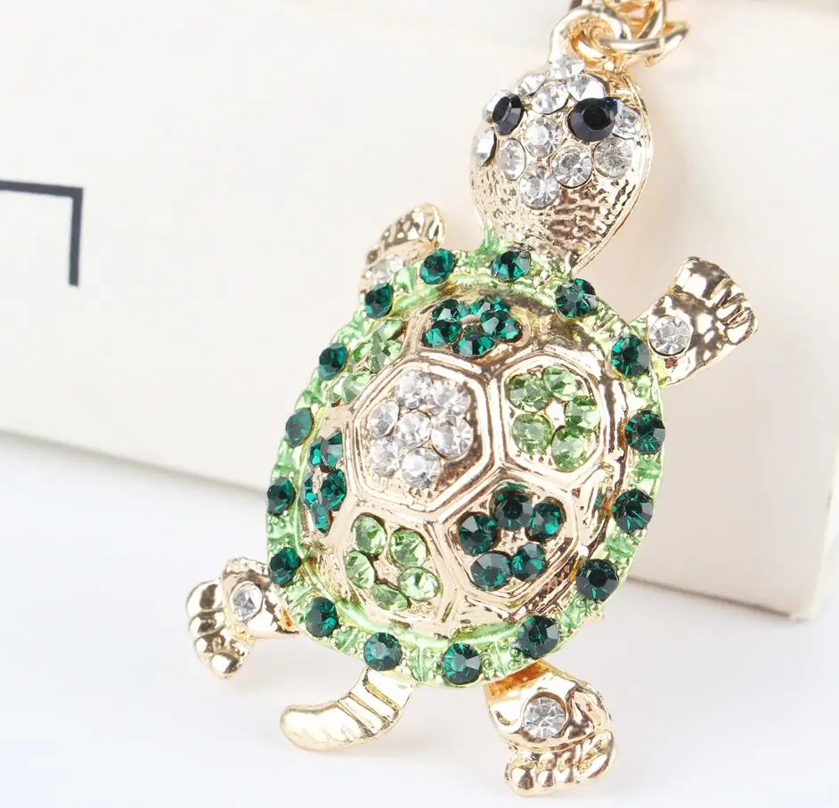 5 шт. DIY полностью специальная форма кристалл алмаза маленький брелок с черепахой брелки Сплав Подвеска для ключей автомобиля полная дрель Стразы Ремесло - Цвет: green