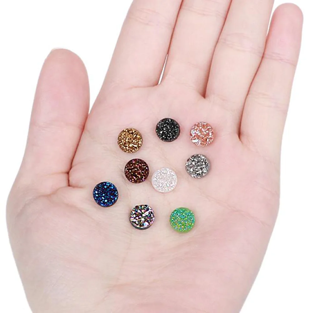 ShinyGem 5 шт 4 12 мм натуральный круглый кристалл Druzy Камень Радужный геодезический