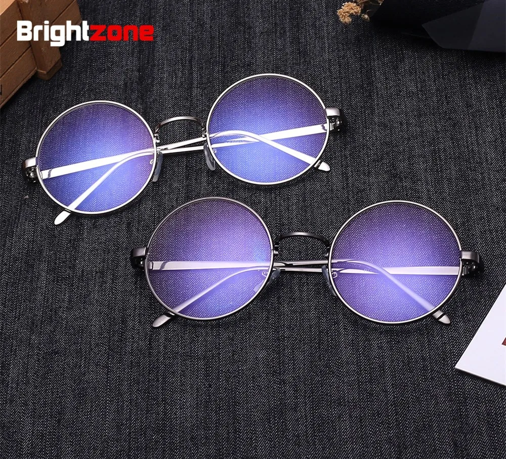

New Pattern Vintage Anti-Blue Light Blocking UV Protection Men Women Round Metal Plain Indoor Oculer de grau Eyeglasses Frame