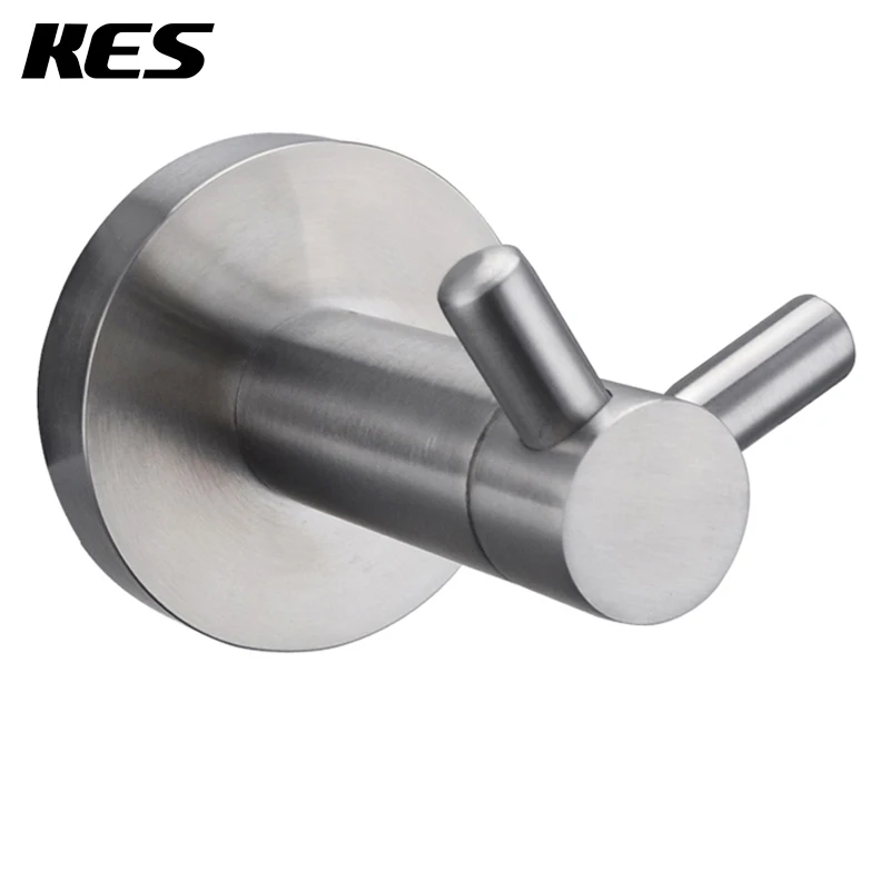 

KES A2161-2 Bathroom Double Prong Robe and Towel Hook, Brushed Stainless Steel/Polished Stainless Steel(A2161)