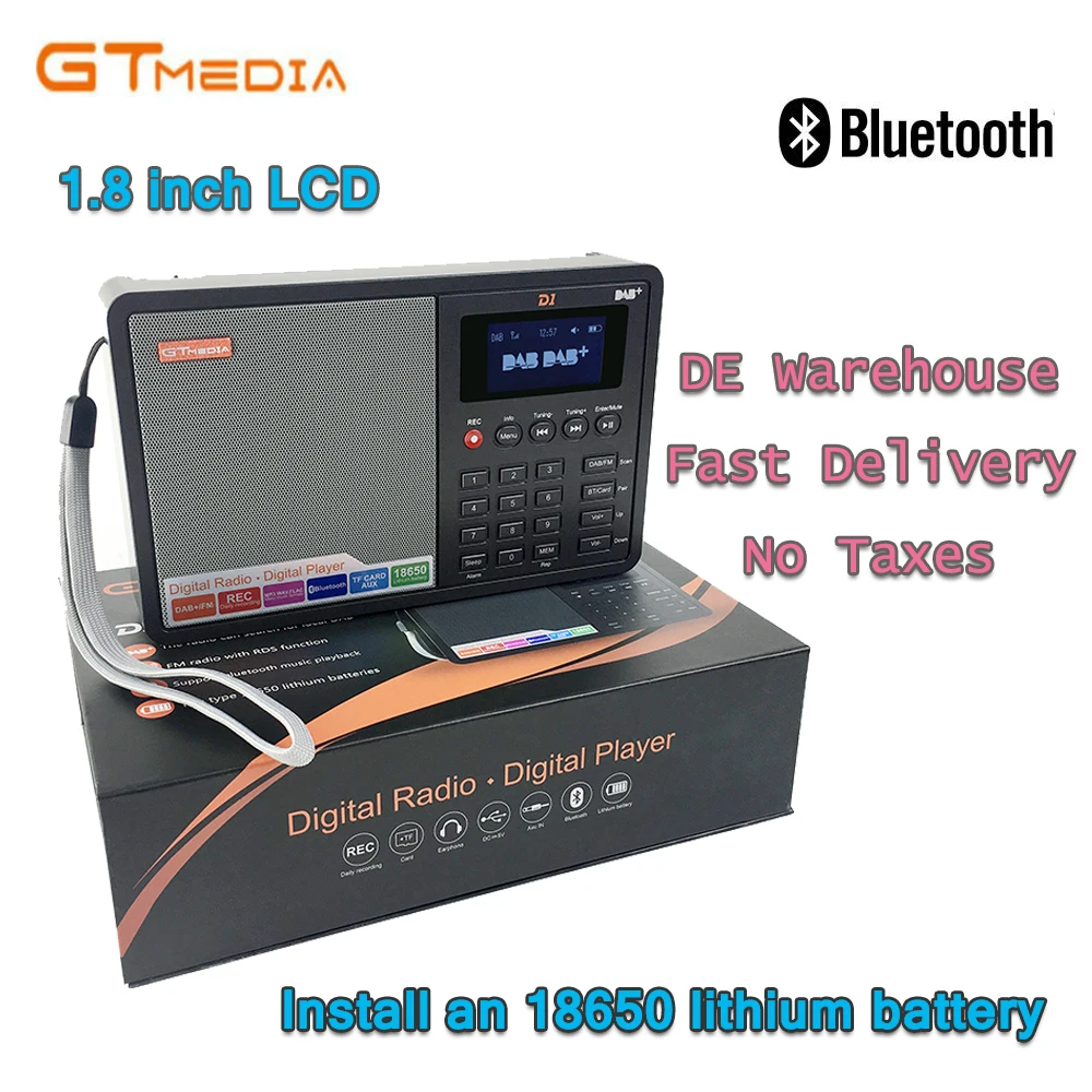 

GTMEDIA D1 Portable Professional Radio GTMedia D1 DAB+Radio Stero Support Sleep For UK EU With Bluetooth Built-in Loudspeaker