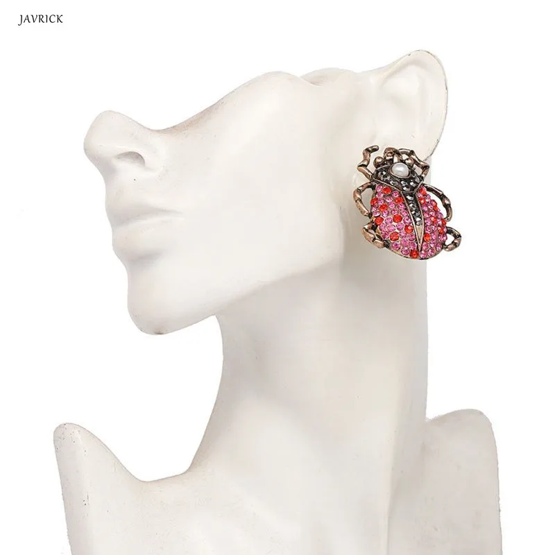 

2019 NEW women's earrings Big Enamel Scarab Bug Beetle Earrings Rhinestone Insect Earrings Animal Jewelry