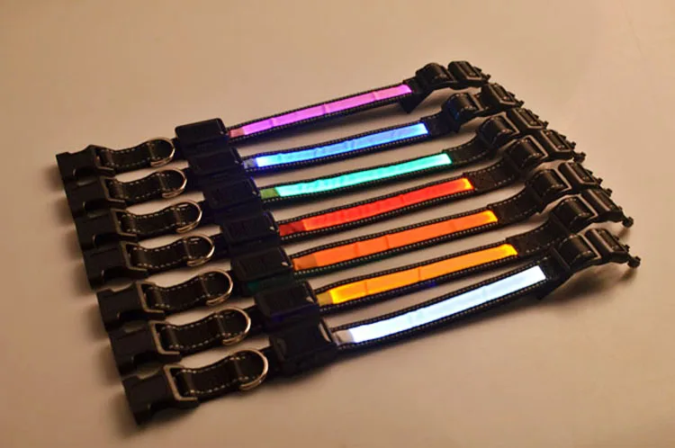 A25 Солнечный светодиодный ошейник для питомцев Солнечный и USB Перезаряжаемый нейлоновый ошейник для собак Солнечный светящийся светильник излучающий ошейник регулируемый