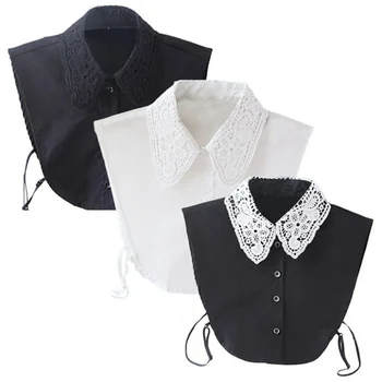 

3 Colors Women Vintage Fake Lace Shirt Blouse Peter Pan Detachable Collar Tie