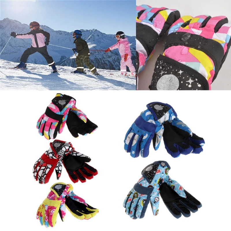 Детские зимние лыжные перчатки для мальчиков и девочек, теплые водонепроницаемые ветрозащитные зимние лыжные перчатки