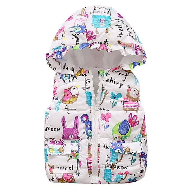 

ZSIIBO 2019 Winter Girls Vests Children's Cotton Winter Warm Vest Baby Girls Hooded Waistcoat Girls Print Vest Outerwear WGTMF03