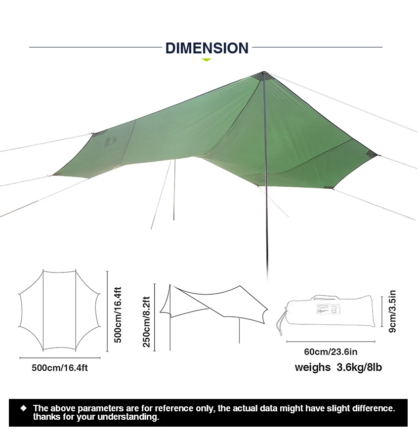 Grande sun shelter 16.4x16.4x8.2ft rede à prova