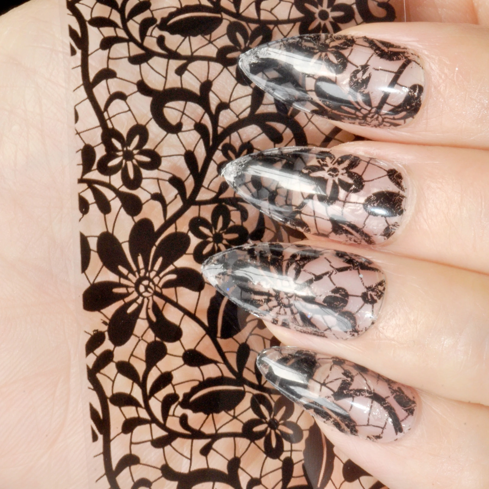 1 sheet 100cm*4cm Sexy Black Lace Nail Foils Nail Art Transfer Sticker