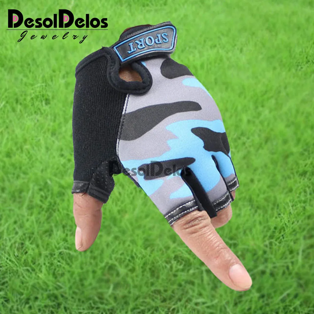 Cute Children Gloves Outdoor Sports Luvas For 4-12 Years Luvas Boys Girls Half Finger Sky Pattern Fingerless Mittens