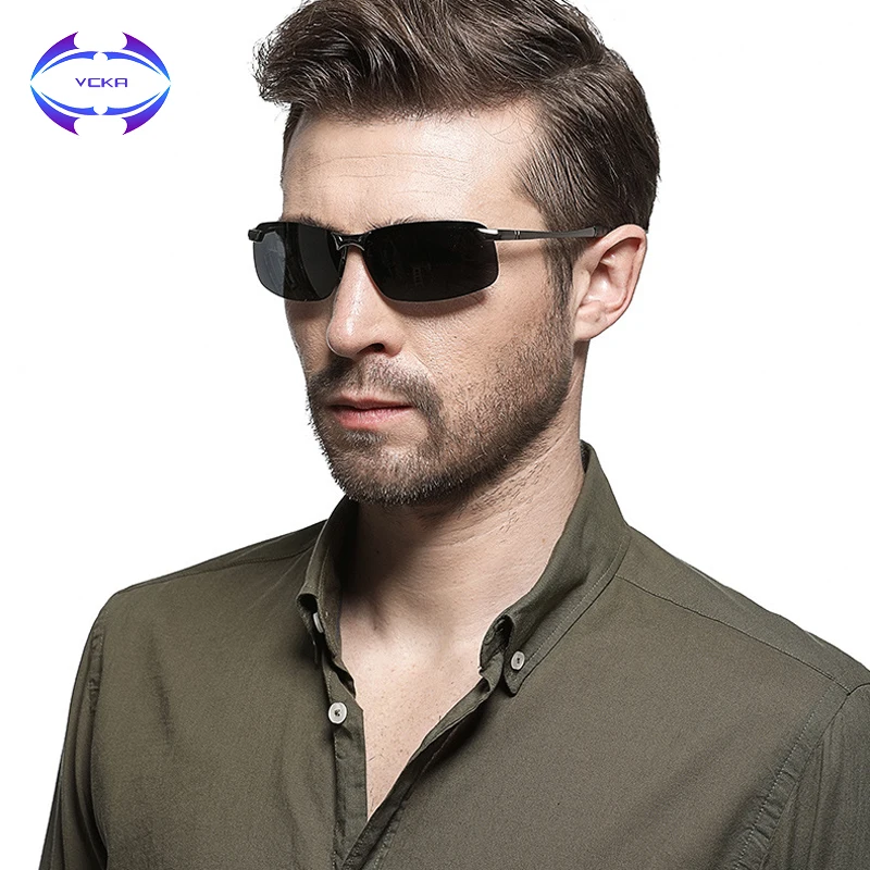 

VCKA Aluminum Magnesium Sunglasses Polarized Men Coating Mirror Driving Sun Glasses oculos Male UV400 Square Eyewear Accessorie