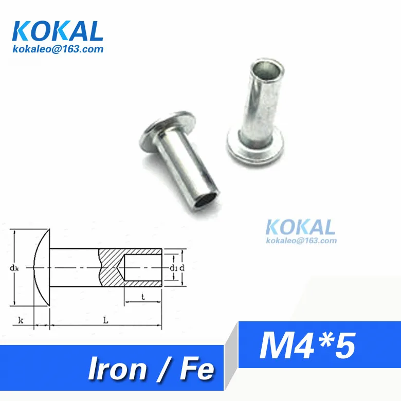 [Ykfe-m4* 5] 100 шт. все виды все стали m4 серии тонкий круглый носок половины полой заклепки M4* 5 мм трубчатые заклепки