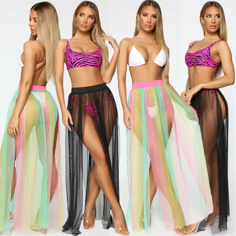

Women Sexy Beach Cover Ups Swimwear Swimsuit Sheer Sarong Pareo Long Maxi Dress Transparent Female Summer Bathing Suit