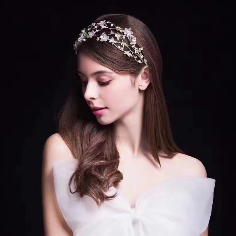 Обруч для волос с кристаллами в Корейском стиле невесты красивые бледно золотые