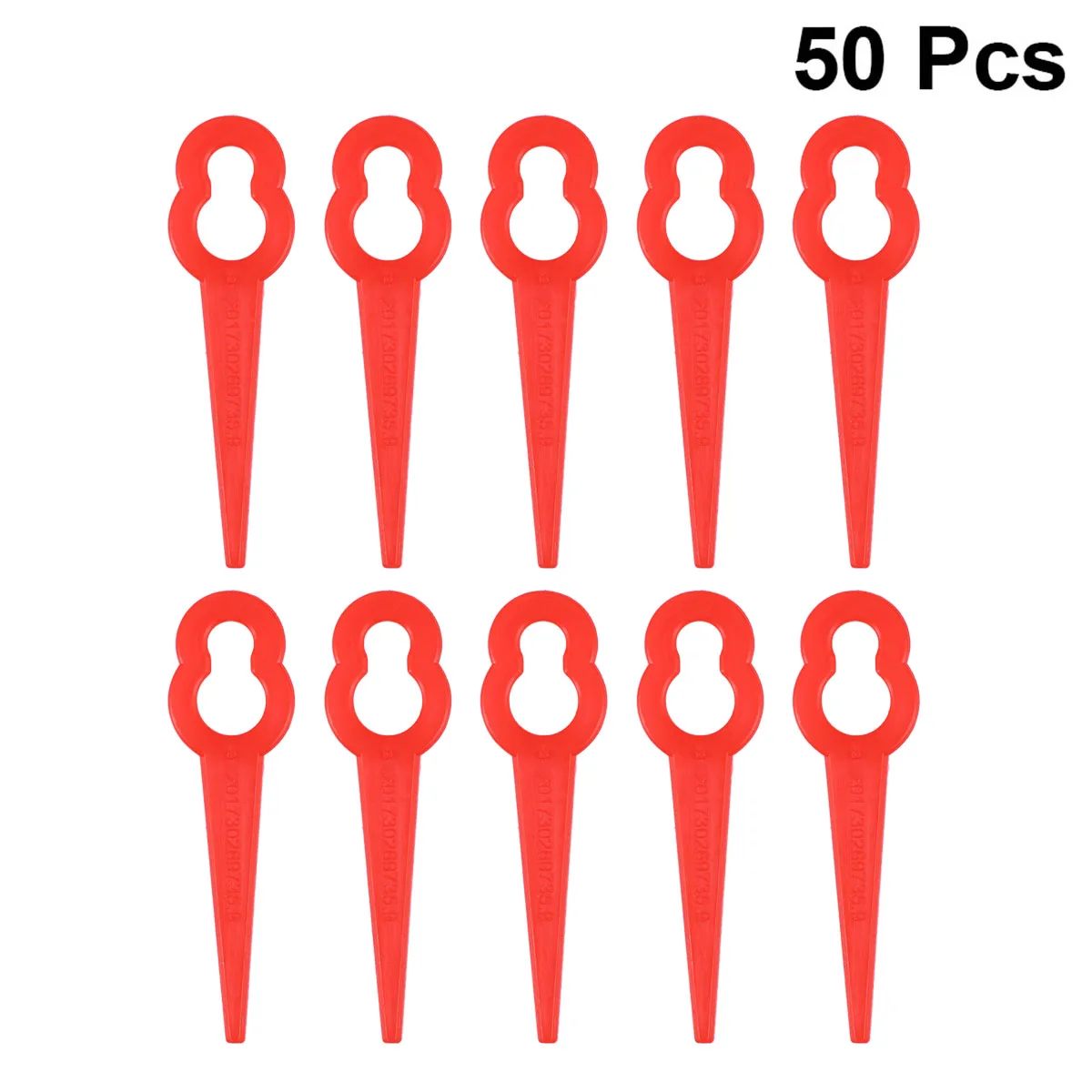 50pcs Plastic Grass Trimmer Blades Mower Replacement Trim Fast Switchblades(Red