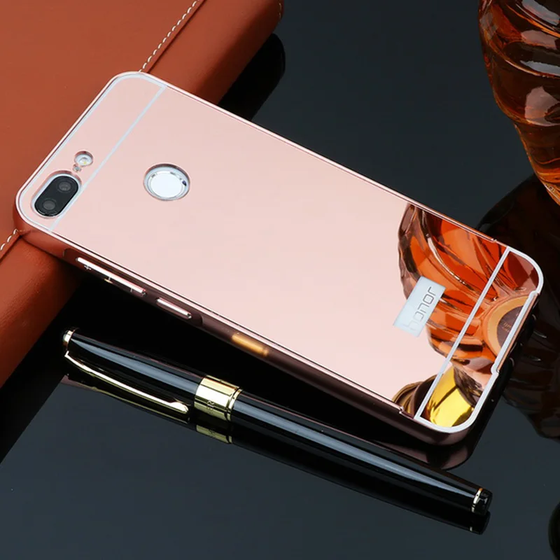 Роскошный зеркальный чехол для Huawei Honor 8 9 10 Lite V8 V10 P Smart Plus Y7 Y9 Prime Y6 Pro 2019 Алюминиевый