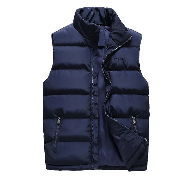 New Large size M-5XL 6XL Brand Mens Jacket Sleeveless Vest Fashion Casual Coats Male Cotton-Padded Men's Vest Men - Цвет: blue