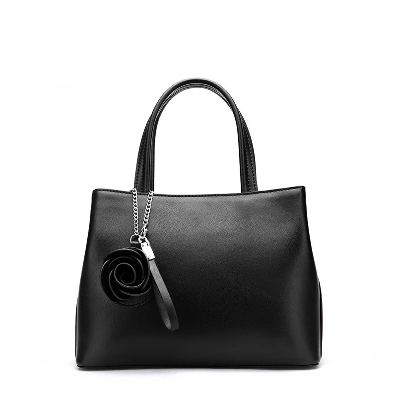 

Floral Handbags Women Split leather Handbag Black Shoulder Bag Large Capacity Crossbody Bag for Girls Purse and Handbag 2018