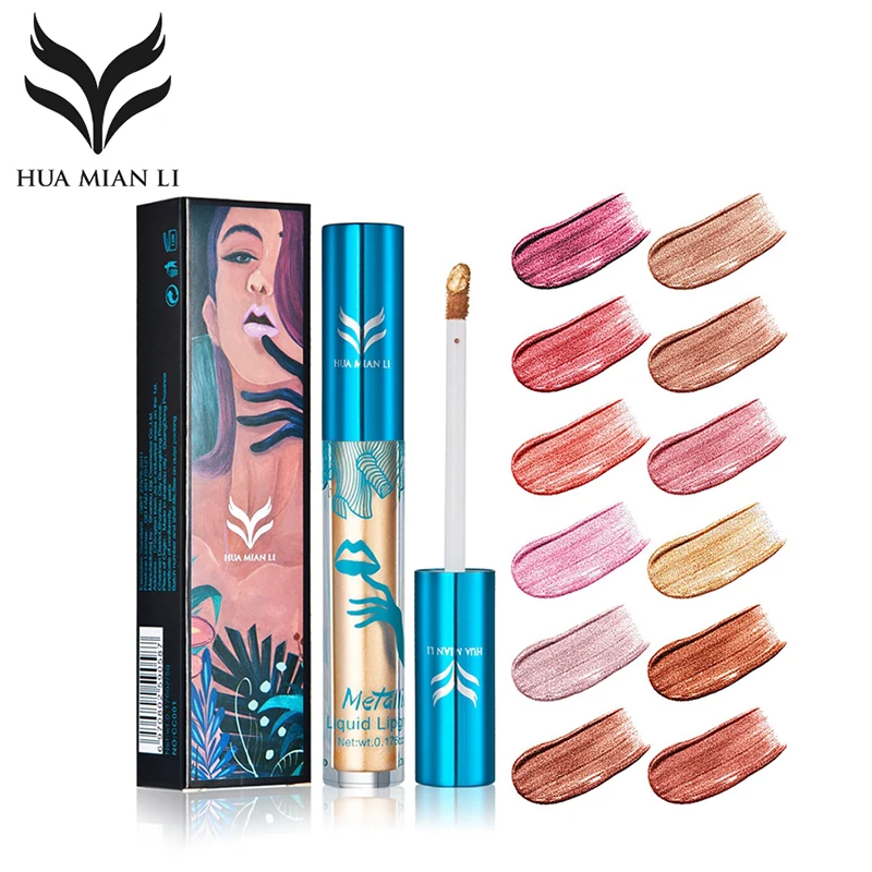 

HUAMIANLI Unicorn Tears Lipgloss Makeup Glitter Matte Pearl Lipstick Long Lasting Waterproof Nude Batom Lip Gloss Clourbox