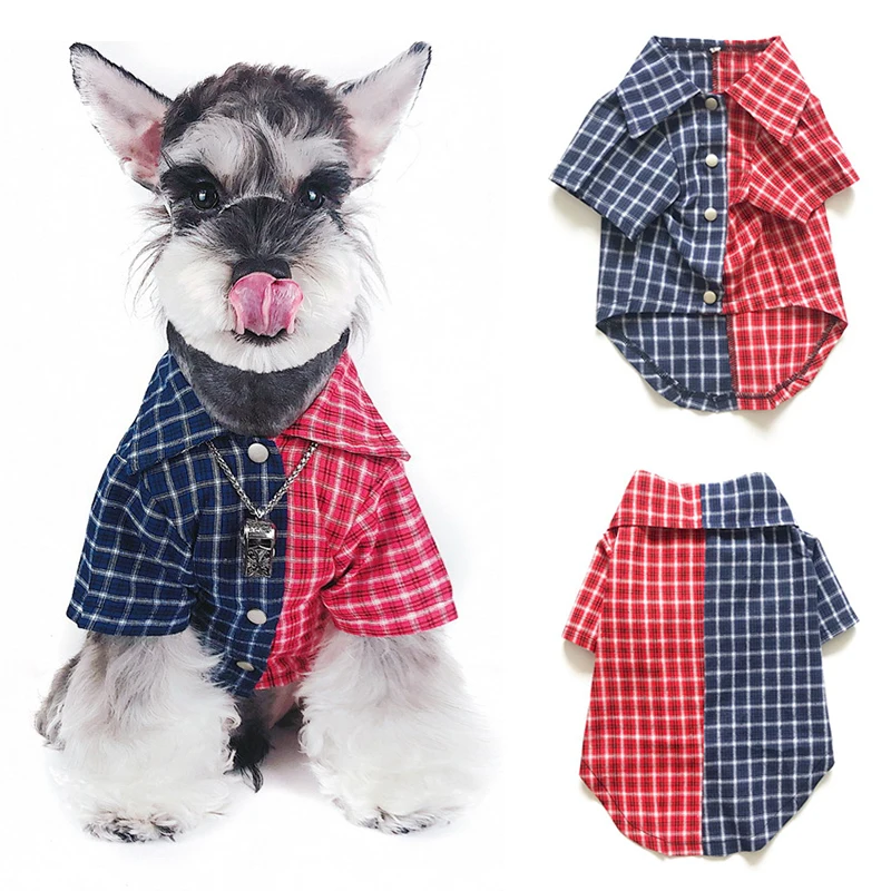 Хлопковая толстовка летняя Клетчатая рубашка с рисунком собаки Pet Одежда принтом