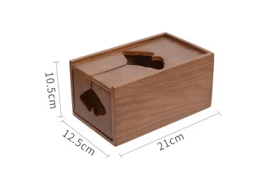 walnut color Бумажная коробка для полотенец из дуба Ginkgo, креативная коробка для салфеток из цельного дерева, подставка для бытовой деревянной гостиной, многофункциональная бумажная коробка для хранения - Цвет: walnut color