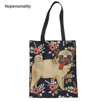 

Nopersonality Cute Puppy Pug Dog Print Canvas Handbags for Women Lovely Female Ladies Travel Beach Tote Casual Shoulder Bags