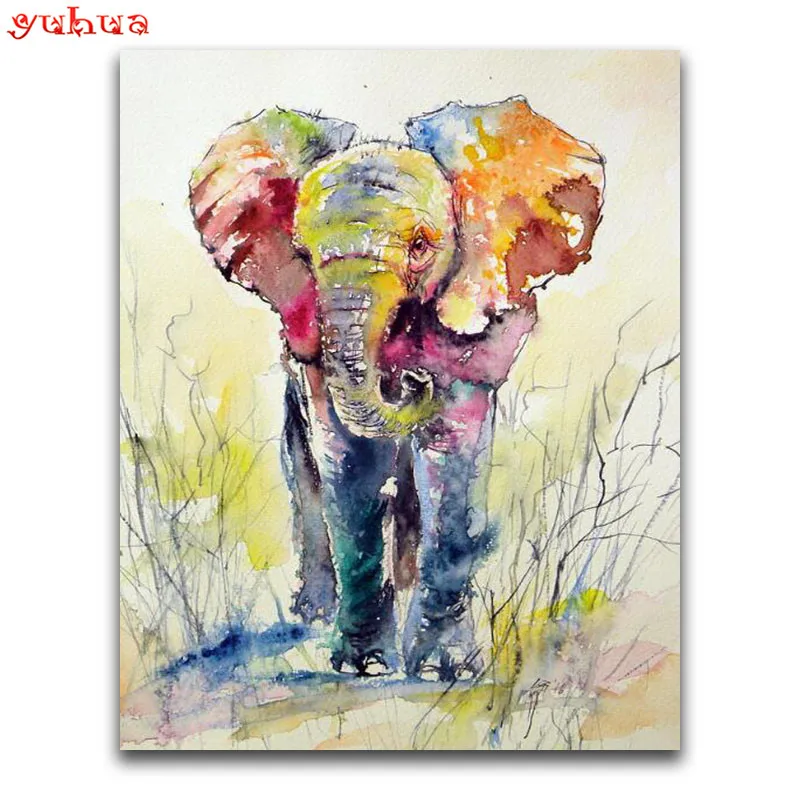 Full Round Diamond painting Elephant Full Square Diamond mosaic Animal colorful 5D DIY Diamond embroidery Cross stitch sale