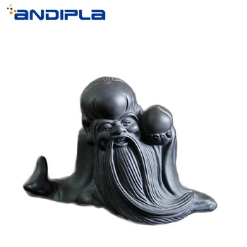 

Authentic Yixing Purple Clay Tea Pet Chinese Handmade Auspicious Old Man Figurine Crafts Tea Tray Ornaments Lucky Fengshui Decor