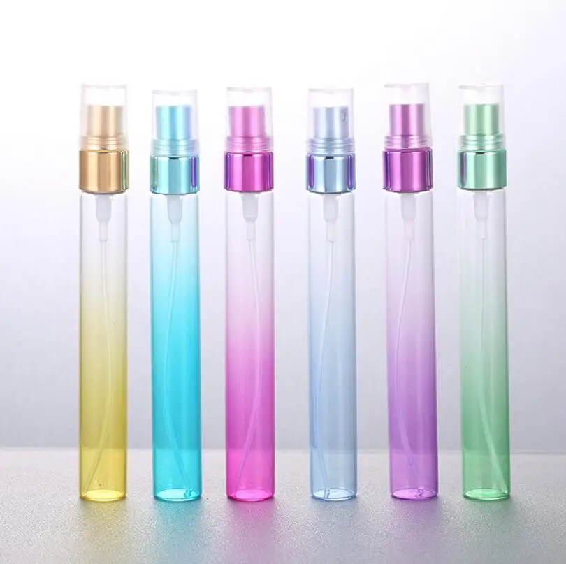 10 ml 그라디언트 색상 리필 형 스프레이 병 미니 유리 분무기 빈 향수 샘플 용기 lx1232