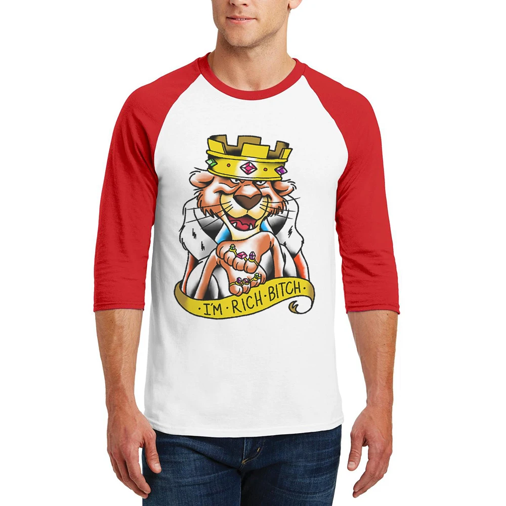 

New Men T Shirt Lion Printed Three Quarter Raglan Sleeves Cotton Casual Cool Tops Hipster Tee Man T-Shirt Hip Hop Mens Clothing