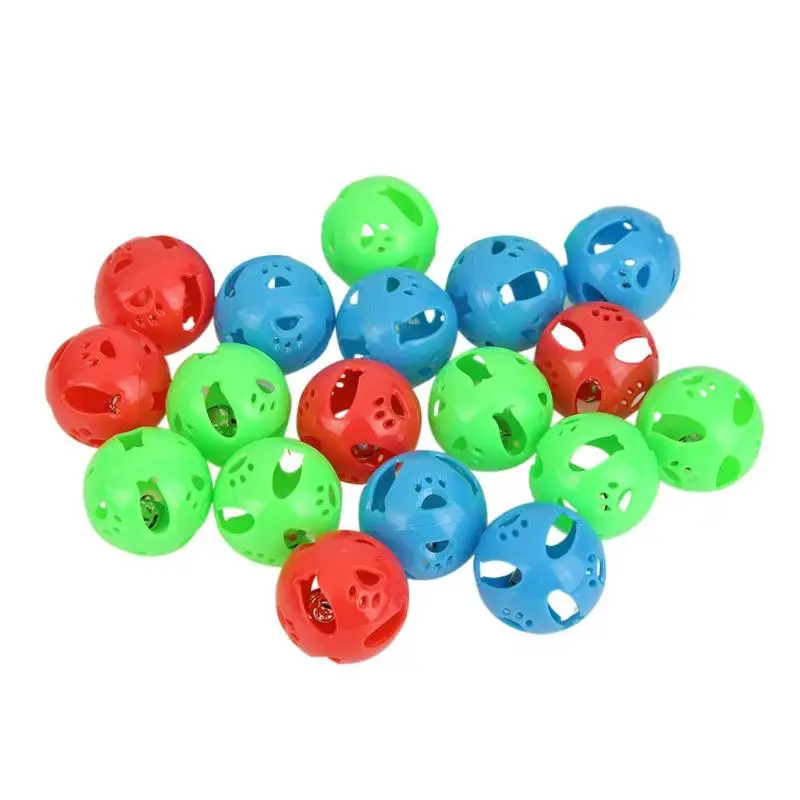 E 18PCS 12/18 шт. кошка игрушка Пластик открытое кошка шарики с колокольчиками для домашних животных звук погремушка интерактивные игрушки милый стиль для домашних животных, товары для животных Аксессуары для кошек - Цвет: E 18PCS