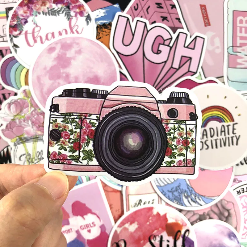 100 шт./упак. розовый Стиль граффити Стикеры с мультяшным рисунком для Чемодан мотоцикл ноутбука скейтборд на машину, чехол для телефона для девочек