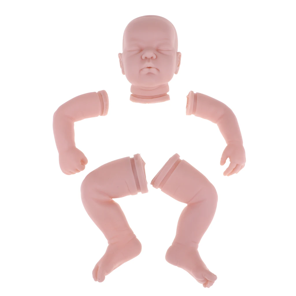 100% Safe Soft  Full Silicone Doll 19inch Reborn Kits Unpainted Newborn Baby Doll with Head 3/4 Arms Full Legs