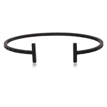

Senfai New Arrival Stainless Steel Bangle Fashion Jewelry Double T Shape Bracelet Open Bangle High Quality For Birthday Gift