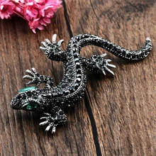 Pins Lizard Brooch For Women's Shirt Cute Silver Gifts Fashion Jewelry Metal Cute Pin Set Enamel Rhinestone Jewelry Gecko Wicca