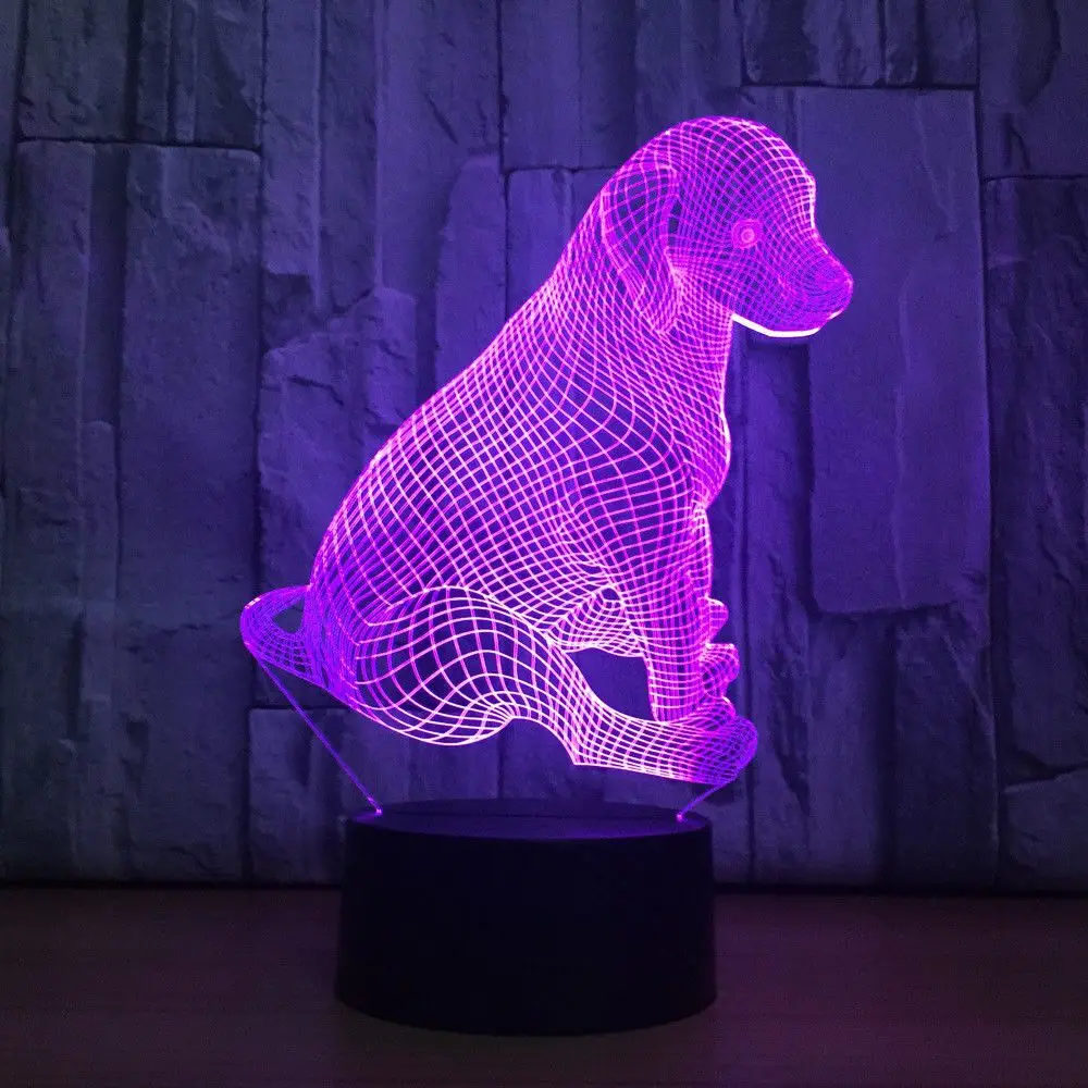 Промо-акция! 3D акриловый ночной Светильник для сидящей собаки, 7 цветов, светодиодный светильник для сенсорного декора комнаты, подарок
