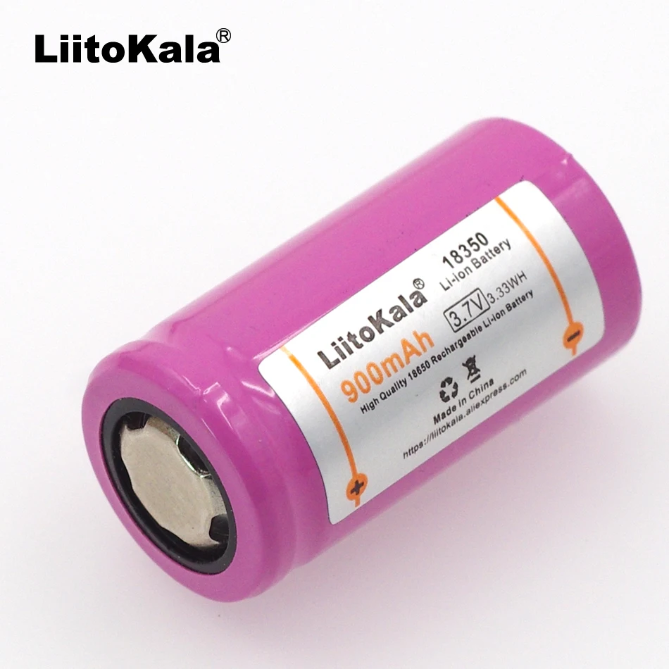2 шт Liitokala ICR 18350 литиевая батарея 900mAh перезаряжаемая батарея 3,7 V мощность цилиндрические светильники электронная сигарета для курения