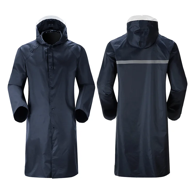 

High Quality Men Rain Coat Reflective Strip Zipper Long Raincoat Waterproof Rainwear At Outdoor Rain Tools YY064