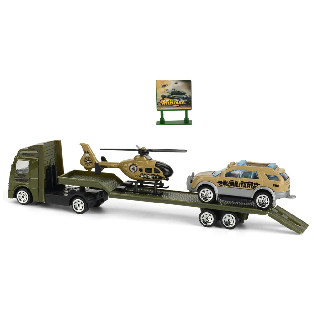 Грузовик модели игрушечных автомобилей для мальчиков Детский подарок 1: 64 бортовой прицеп игрушка грузовик сплав прицеп каток экскаватор погрузчик - Цвет: A3