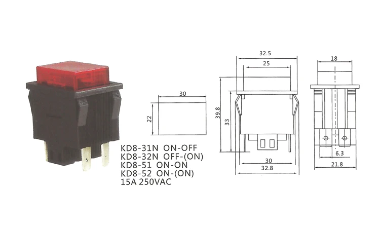 CE ROHS KD8 32N мгновенный выключатель (ВКЛ) 15А 250В переменного тока|switch on|switch on onswitch |