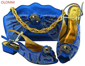 

OLOMM Italian Shoes with Matching Bag Set Decorated with Rhinestone African Shoe and Bag Set Italy Shoe and Bag !BN1-31
