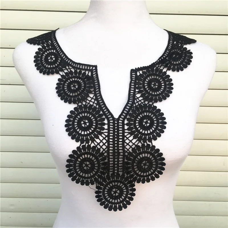 

1pc Black/white Embroidery Round Sexy V Lace Neckline Fabric, DIY Collar Lace Fabrics For Sewing Supplies Crafts CL867