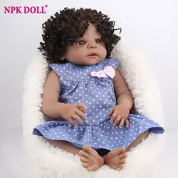 NPKDOLL Reborn Baby куклы новые реалистичные новорожденных Реалистичная девушка кукла вьющиеся волосы черный Друзья детей для ванной игрушечные